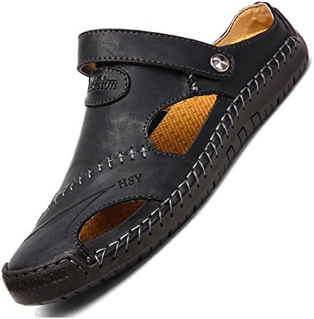 Men Retro Hand Stitching Soft Outdoor Closed Toe Leather Sandals