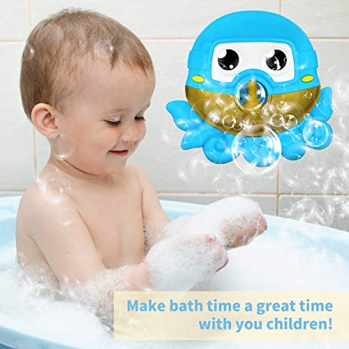 Refasy Bath Toys for Kids 5-7 Years Old,Great Birthday Gifts for Kids Automatic Musical Octopus Bubble Makers for Toddlers 2-4 Years Old Bubble Machine Perfect Christmas Toys Gift for Boys Girls Blue