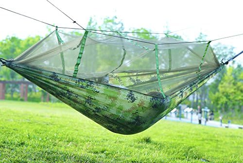 HAMACOOL Camping Hammock Tent Backpacking Hammock with Mosquito Net and Tree Straps Ripstop Hammock Hanging Bed for Travel Camping Outside Leisure