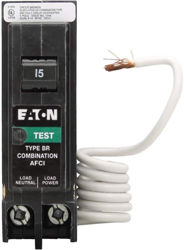 Eaton BRN115AF Combo Arc Fault Circuit Breaker, Type BR 1, 15A - Quantity 1 - - 