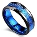 King Will Dragon Blue Celtic Tungsten Carbide/Tungsten Silicone Set Ring Mens Black Wedding Band Polished Comfort Fit