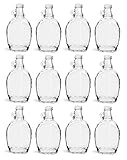 North Mountain Supply 12 Ounce Glass Maple Syrup Bottles with Loop Handle & White Metal Lids & Shrink Bands - Case of 12