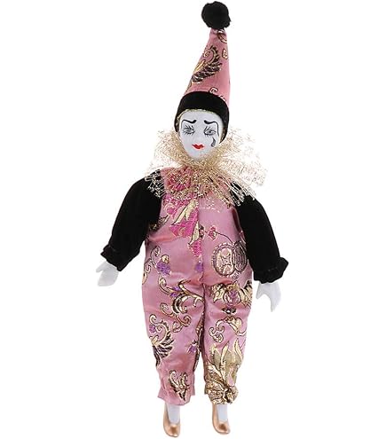 Vintage Porcelain Clown Doll With Hanging Foot - Handmade Circus Themed Decoration For Home Or Desk, 12.99 Inches Tall