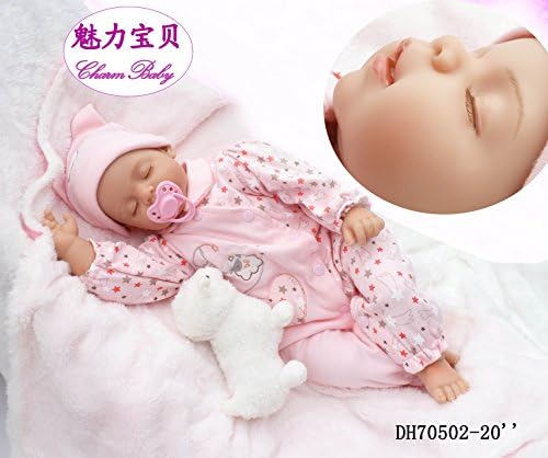 Charm Baby Lifelike &amp; Realistic Newborn Baby Doll, Sweet Dreams Baby , 20inch/50cm Sleeping Baby in Soft GentleTouch Vinyl