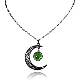 INENIMARTJ Gothic Crystal Moon Necklace for Women Punk Moon Pendant Gothic Necklaces Vintage Black Crescent Necklace Goth Jewelry Witch Costume Accessories