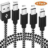 USB Type C Cable, 4 Pack [3FT 6FT 6FT 10FT] Premium Nylon Braided Cable, USB C Lightning Cable to High-Speed Syncing and Charging Cable for USB C Smartphones Tablets Laptops and More USB C Devices
