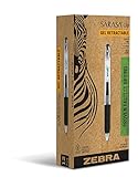 Zebra Sarasa Eco Retractable Gel Ink Pens, Medium Point 0.7mm, Black Rapid Dry Ink, 12-Count