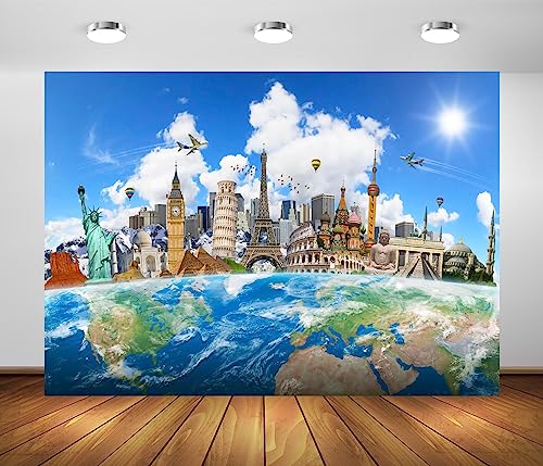 BELECO 7x5ft Around The World Travel Backdrop