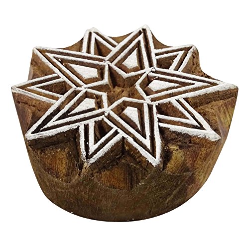 Indian Wood Block Art Decorative Stamps Blockprint Star Handcarved Printing Block