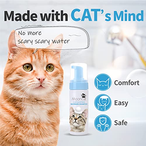 Mooncat Waterless Cat Shampoo, Licking Safe Dry Shampoo for Cats, No Rinse Foam Cat Bath