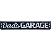 Dad's Garage Embossed Metal Street Sign - Vintage Blue Garage Sign for Dad - Great Gift Idea