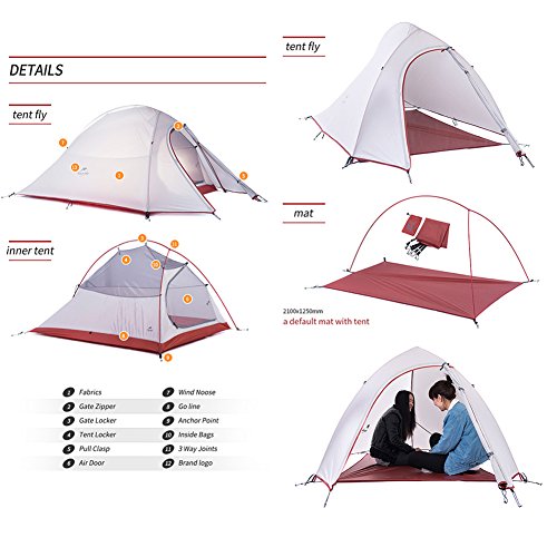 Naturehike Cloud-up 2 Ultralight Camping Tent voor 2 Personen - Waterdichte Dubbellaags Backpacking Tent 4 Seizoenen - Image 6