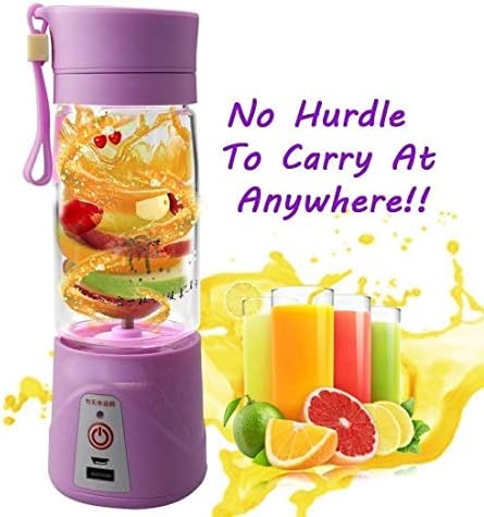 Figment Rechargeable Portable Electric Mini USB Juicer Bottle Blender for Making Juice, Shake, Smoothies (Purple)