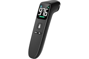 Viproud No-Touch Thermometer for Adults and Kids - Digital Forehead Thermometer with High Accuracy, Ultra Clear LED Screen and Fever Alarm-Black
