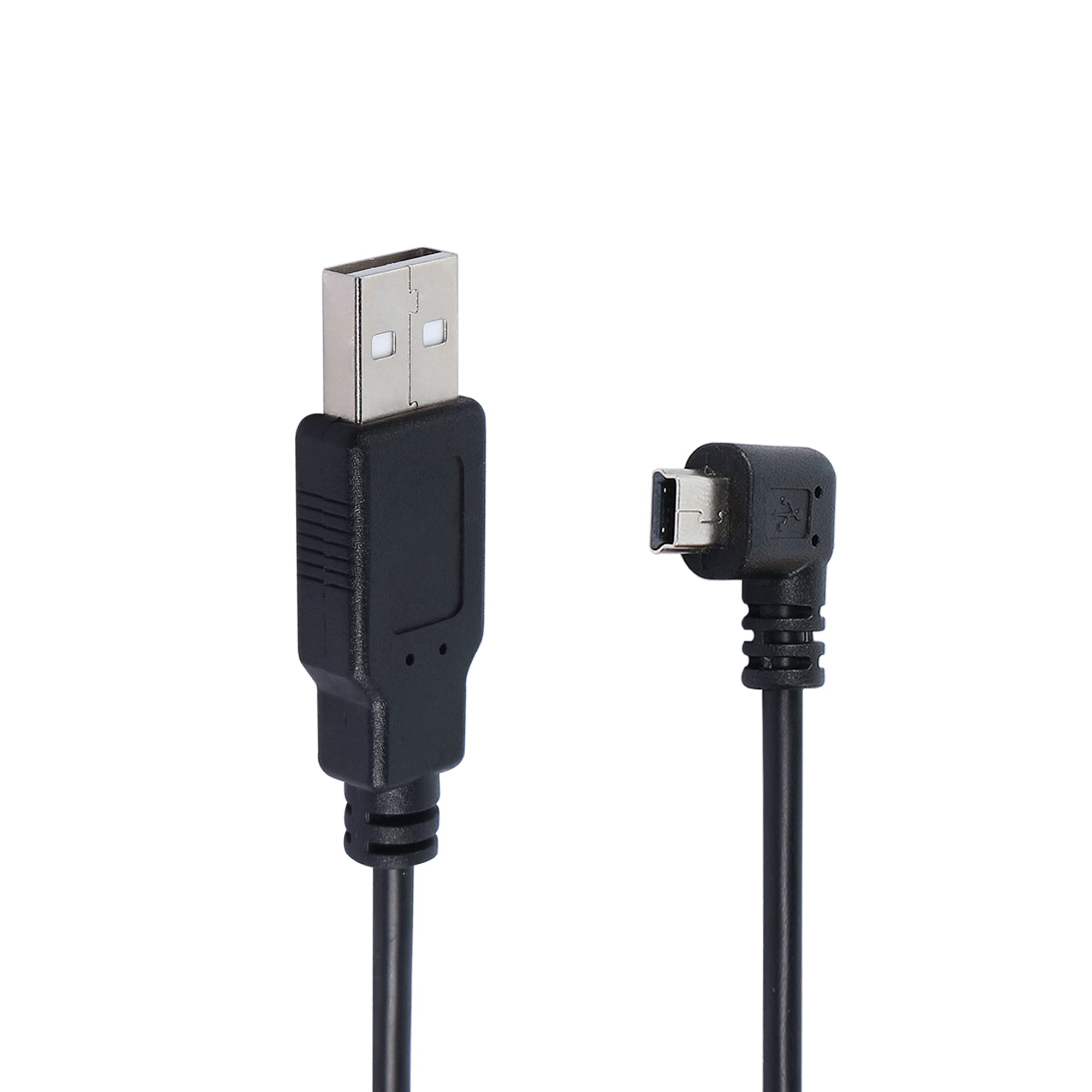 QIANRENON 90 Degree Mini USB to USB 2.0 Extension Cable Mini 5Pin USB B Male Right Angle to USB 2.0 Male Data for GPS Camera Devices Cable 1.5m(Left)