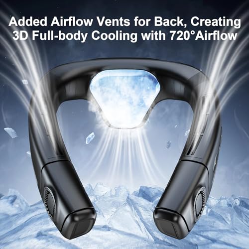 FUGUIFA Neck Air Conditioner Fans That Blow Cold Air, 6000 mAh Battery Operated Wearable Cooling Device Fan, Bladeless, Rechargeable Fan, Black