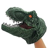 Upour Dinosaur Toys Hand Puppets Soft Rubber Realistic Green Tyrannosaurus Child Birthday Present for 3 Years Old