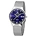 Men's Elite Sport Quartz Watch Male Silver-Tone Ultrathin Stainless Steel Mesh Band Watch With Date Blue