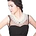 Elufly Women's Fales Collar Flower and Pearl Removable Lace Ribbon Shirt Collar (Flower and Pearl)