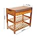 C&AHOME 3-Tier Shoe Rack Bench, Entryway Storage Shelf Holds up to 240LBS, Bamboo Shoe Organizer, 20.5