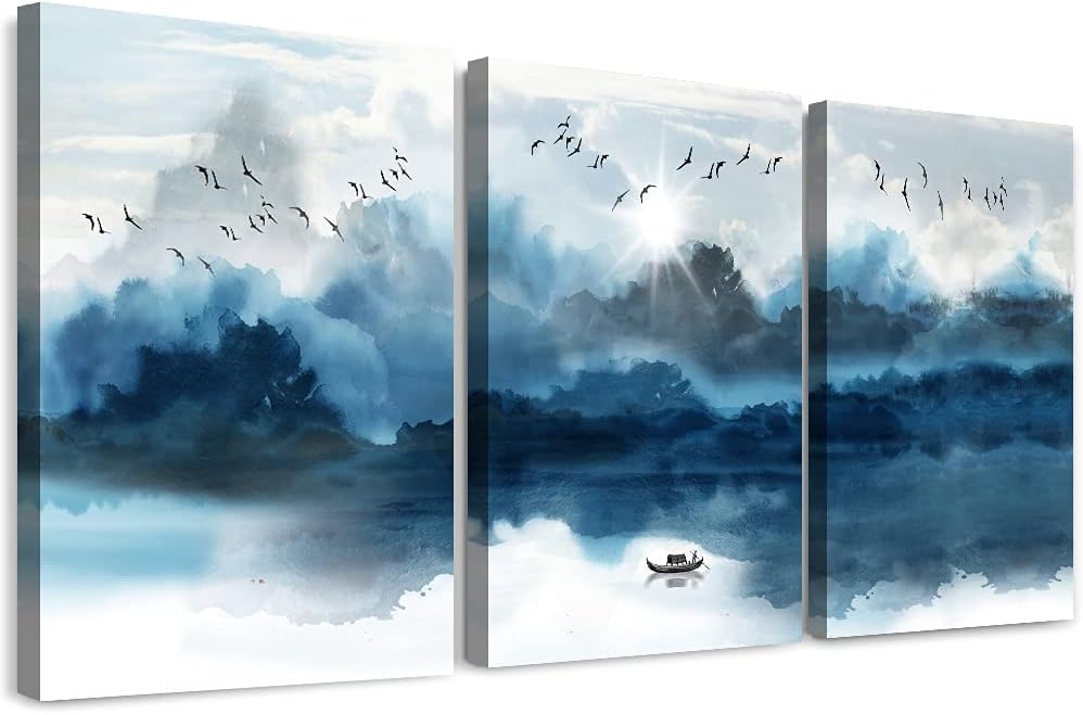 Canvas Wall Art Decor for Living Room Family Wall Decorations for Bedroom Modern Bathroom Wall Decor Ink Painting Mountain Pictures Artwork Inspirational Canvas Art Prints Kitchen Home Decor 3 Piece
