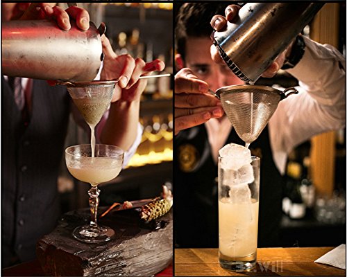 Kegelförmiges Cocktailsieb / Teesieb mit feinem Netz, aus Edelstahl, Profi-Bar-Werkzeug silber – Bild 6