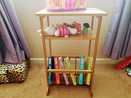 SplashSoup Bamboo Side Table | Compact Book Magazine Media Rack End Piece | Natural Bathroom Towel Stand | Living Room Corner Organizer & Entryway Caddy - Thumbnail 5