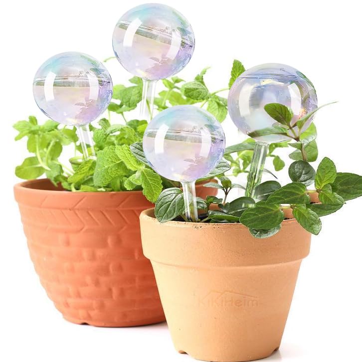 E-feilai Glass Watering Globes, Colorful Self Watering Spikes, Plant Watering Stake, Plant Waterer, Large Watering Bulbs Dripper for Plants (4 Pcs) — image 1