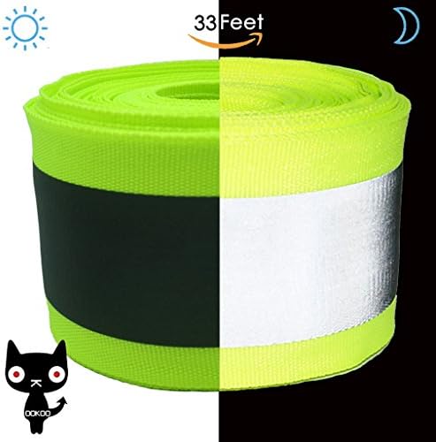 OOKOO Fabric Reflective Safety Tape Vest Trim Strip Sew on - Larger Reflective Area - Green