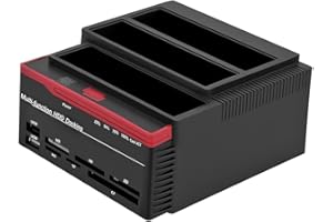 SATA HDD Docking Station, Asixx 2.5inch 3.5inch Dual-Bay USB3.0 SATA/IDE HDD Docking Station Offline Clone HUB Reader Support