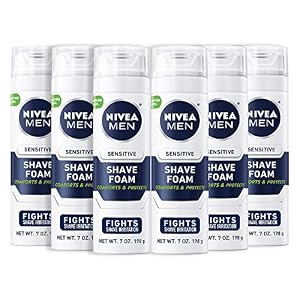 Nivea Men Sensitive Shave Foam with Vitamin E, Soothing Chamomile & Witch Hazel Extracts, 7 Fl Oz, Pack of 6