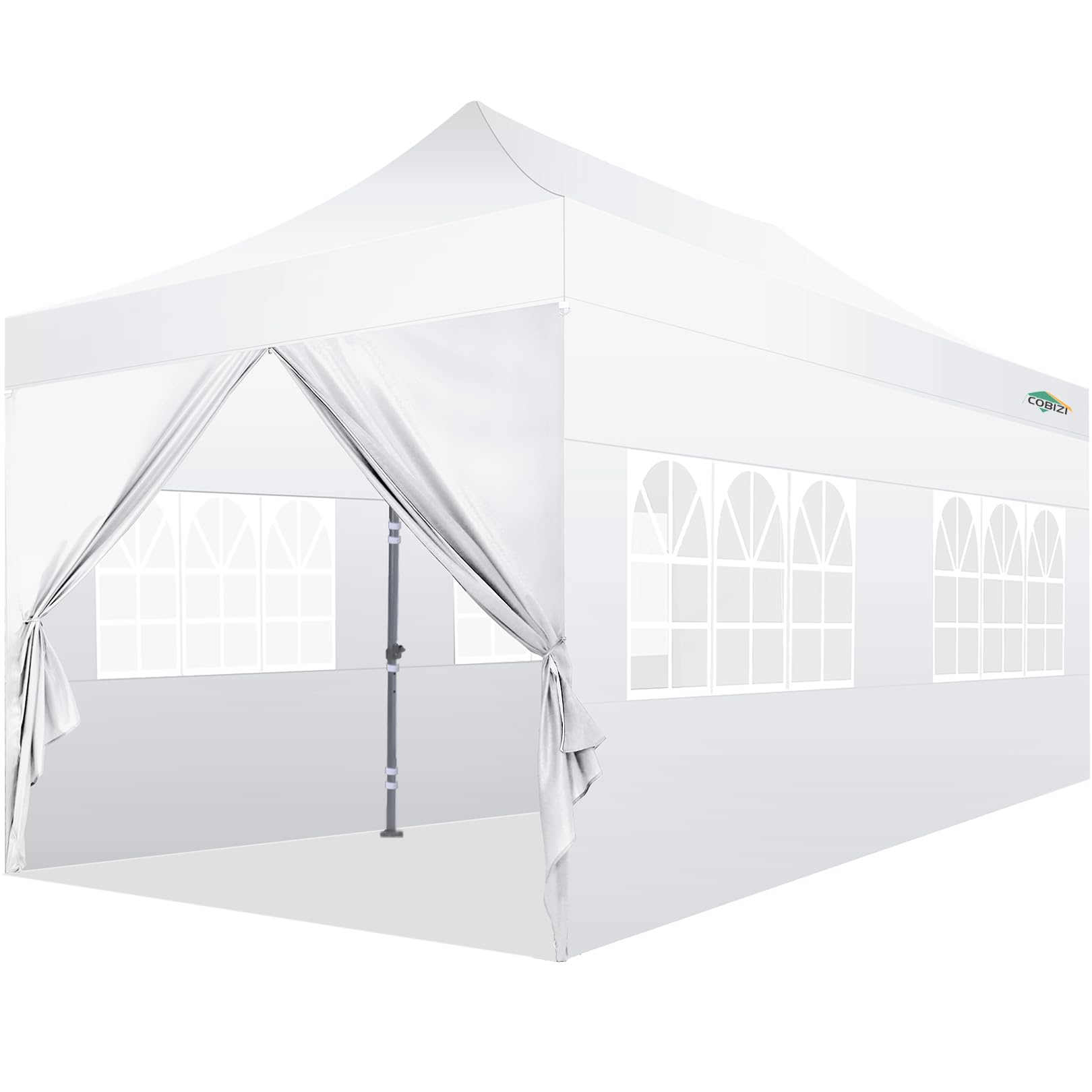 COBIZI Faltpavillon 3x6 Wasserdicht Stabil Winterfest mit Seitenwand,Pop Up Pavillon Partyzelt,Sonnenschutz Gartenpavillon,Pavillon Faltbar mit Tasche mit Rollen(3 mal 6m Weiss) 8