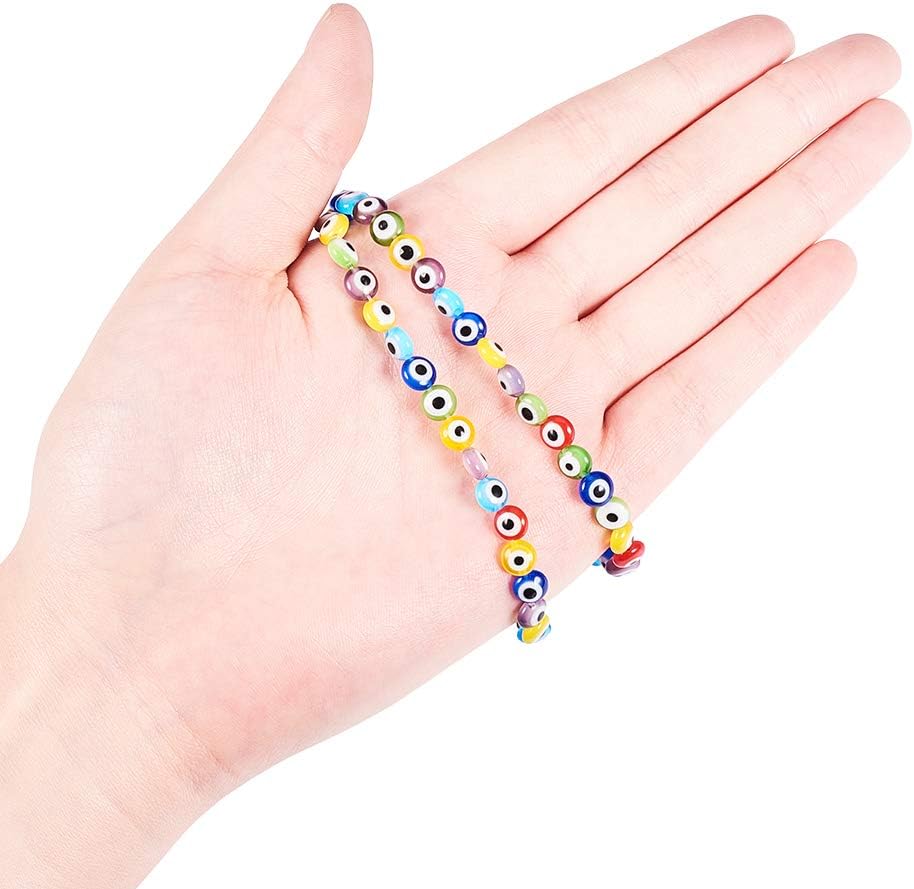 NBEADS 1 Strand (About 64pcs) Mixed Colors Flat Round 6mm Handmade Spacer Beads for Bracelets Necklaces Jewelry Making - Image 4