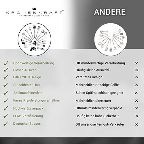 KRONENKRAFT Set d'ustensiles de cuisine en acier inoxydable de 26 pièces,accessoires de cuisine, set de cuisson , ensemble complet d'accessoires de cuisine