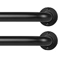 TANGWIN Black Wrap-Around Curtain Rods 2-Pack - Heavy Duty Adjustable Drapery Rod 48-90 Inch