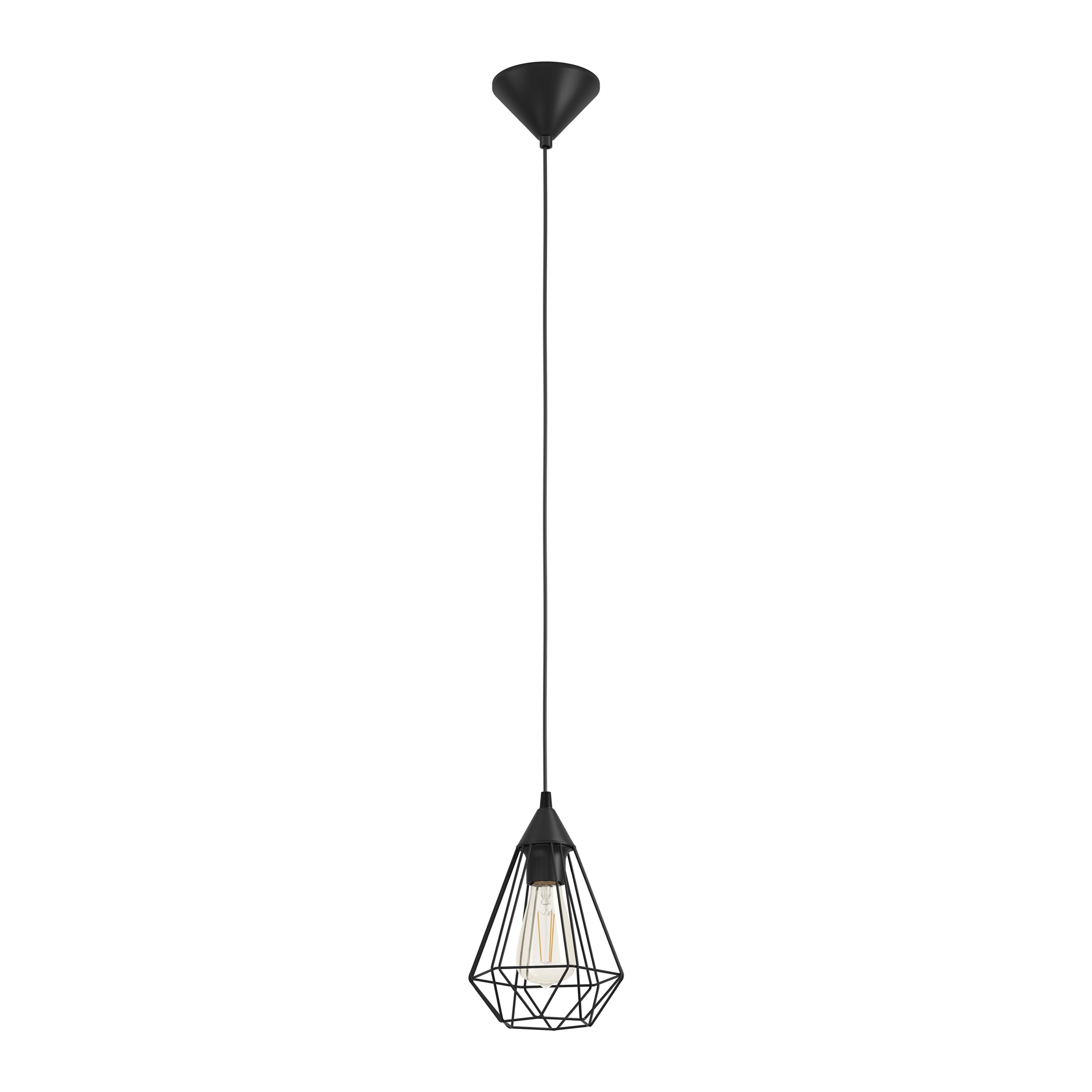 Eglo Tarbes Pendant lamp, 1-Flame Vintage/Retro Hanging Light, Material: Steel, Plastic, Black, E27socket, Ø 17.5 cm/6.8 inches — image 1