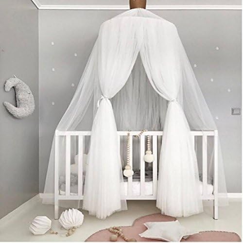 LUCKIEY Mosquito Net Canopy,Dome Bed Canopy,Canopy for Bed, Kids Room Decoration,Photography Props for kids,Full Hanging Kit, Insect Protection Repellent Shield,Gift Bag (Pure White)