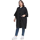 PERFEHAIR Salon Client Gown Capes - Plus Size Hair Coloring Wrap Kimono Style - Lightweight & Soft - Hair Stylist, Dogs Grooming Smock with 2 Pockets - 5 Snap Closures