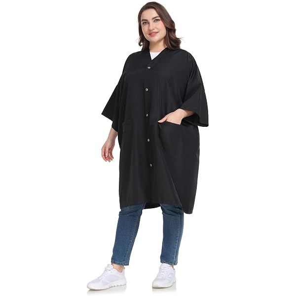 Beaupretty Salon Cape Mit Ärmeln – Wasserdichte Friseurschürze Mit Reißverschluss (Schwarz, Größe M/L)