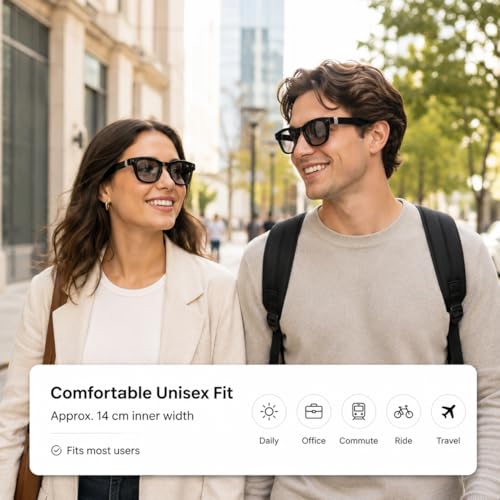 TEFIRE AI Wearable Smart Glasses, 135-Language Translator Sunglasses with Voice Assistant, Open-Ear Audio, Auto-Tint UV Lenses, 8MP Visual Capture for Travel and Work