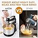 Hand Mixer 2 in 1 Electric mixer 6 Option ( Precise 5 speed control +turbo) 3.7 Quarts Bowl include Beaters and Dough Hooks, Easy Install or Disassemble, Stainless Steel,black,Aicok