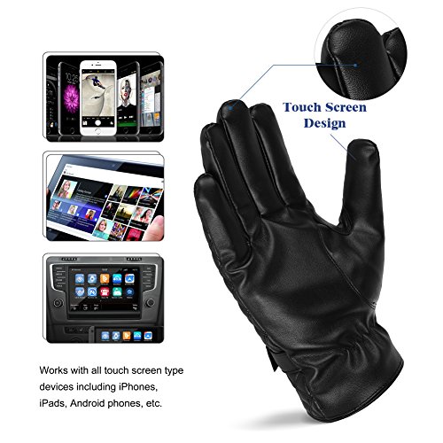 [- VBIGER Winter Gloves Touch Screen PU Leather Gloves  -]