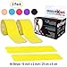 Yellow 2-Pack Kinesiology Recovery Tape Precut Roll - Sports Athletic Injury Therapy Support - Elastic Breathable Cotton Water Resistant Strong Adhesive - Tendon Joint Ligament Muscle Pain Relief