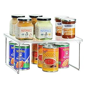 iDesign-Pantry-Unit-Shelf-Made-of-Durable-Plastic-and-Metal-Practical-Storage-Organiser-for-Food-Kitchen-Accessories-and-Utensils-ClearSilver-305cm-x-254cm-x-152cm iDesign Kitchen Cupboard Organiser, Shelf Storage Organiser for Food, Kitchen Accessoires made of Durable Plastc and…