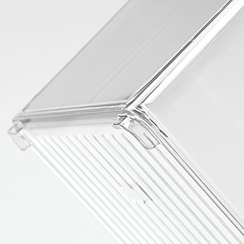 mDesign Stackable Deep Plastic Storage Bin Tote with Handles for Organizing Cosmetics, Makeup Palettes, Body Wash, First Aid, Vitamins, Supplements, Hair Styling Accessories - Clear