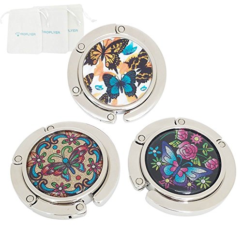 Butterfly Designed Womens Bag Purse Hook Handbag Hanger Folding Holder,Set of 3