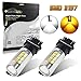 Partsam 2PCS 3157 Switchback LED Bulbs 4057 3156 P27W Dual Color Amber White Front Turn Signal Light High Power LED Light Compatible with Explorer 2003-2015