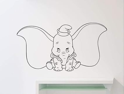 Terilizi Dumbo Elephant Stickers Muraux Animal Vinyle Sticker Mural Pepiniere Chambres Accueil Interieur Art Decor Amovible Mural 78x42 Cm Amazon Fr Cuisine Maison