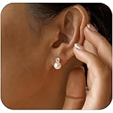 RMOYI Pearl Earrings,6mm/8mm/10mm Gold/Silver Pearl Stud Earrings for Women Dainty 14K Gold CZ Diamond Earring Trendy Hypoallergenic Wedding Earring for Women Bridesmaid Gift