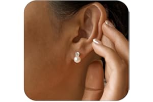 RMOYI Pearl Earrings,6mm/8mm/10mm Gold/Silver Pearl Stud Earrings for Women Dainty 14K Gold CZ Diamond Earrings Trendy Hypoallergenic Wedding Earrings for Women Bridesmaid Gift